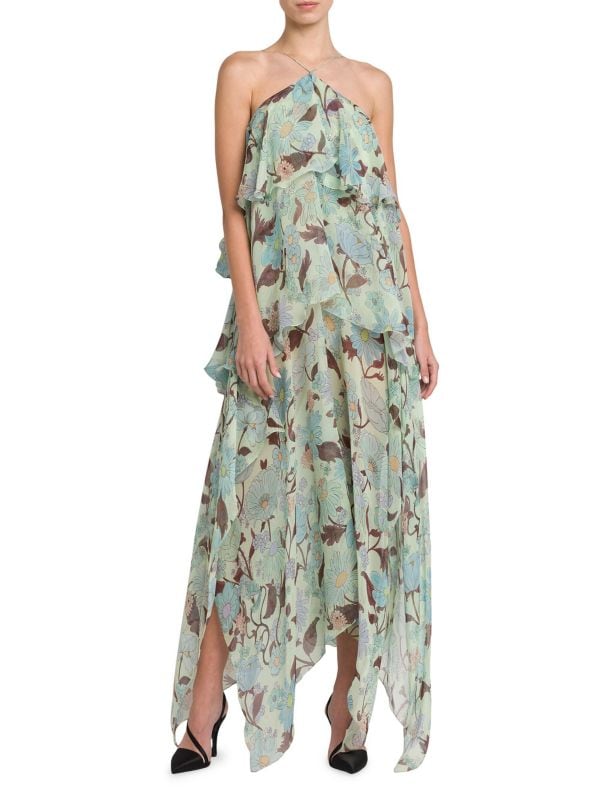 Asymmetric Floral Silk Dress Stella McCartney