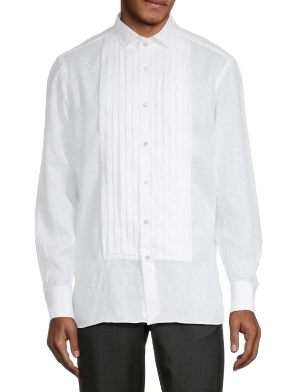 French-Cuff Linen Tuxedo Shirt Ralph Lauren