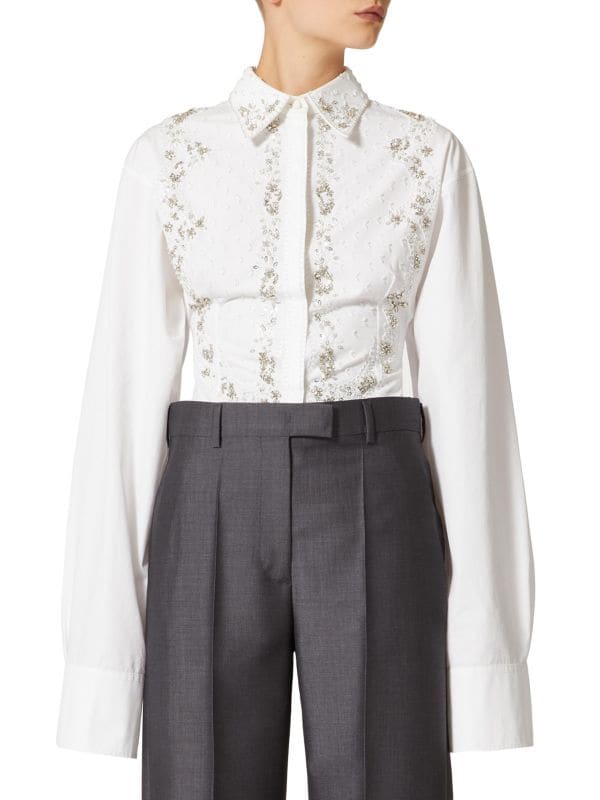 Embroidered Compact Poplin Shirt Valentino Garavani