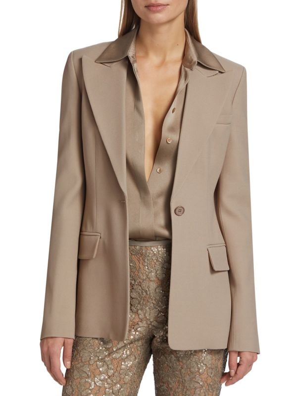 Georgina Peak Single-Button Blazer Michael Kors