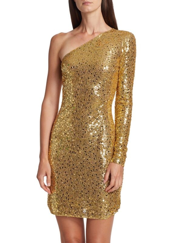 Sequin One-Shoulder Mini Dress Michael Kors