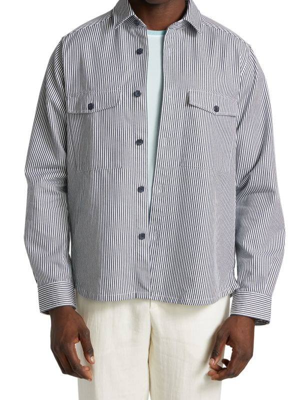 COLLECTION Railroad Stripe Overshirt Saks Fifth Avenue