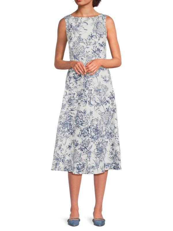 Floral Boat Neck Midi Dress Tommy Hilfiger