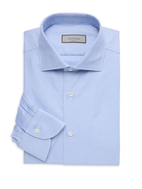 Pattern Cotton Dress Shirt Canali