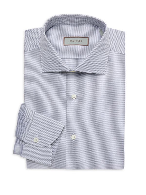 Pattern Cotton Dress Shirt Canali