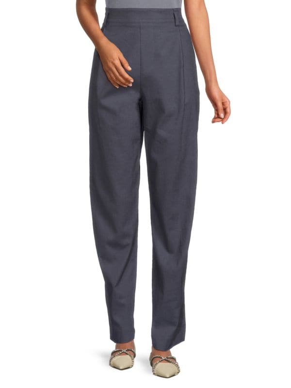 Pleated Stretch Linen Pants Vince