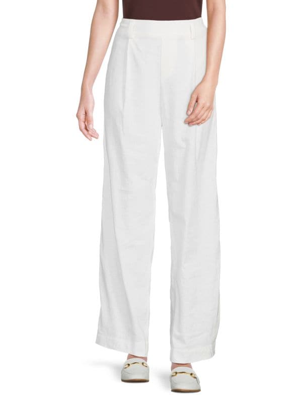 Pleated Stretch Linen Pants Vince