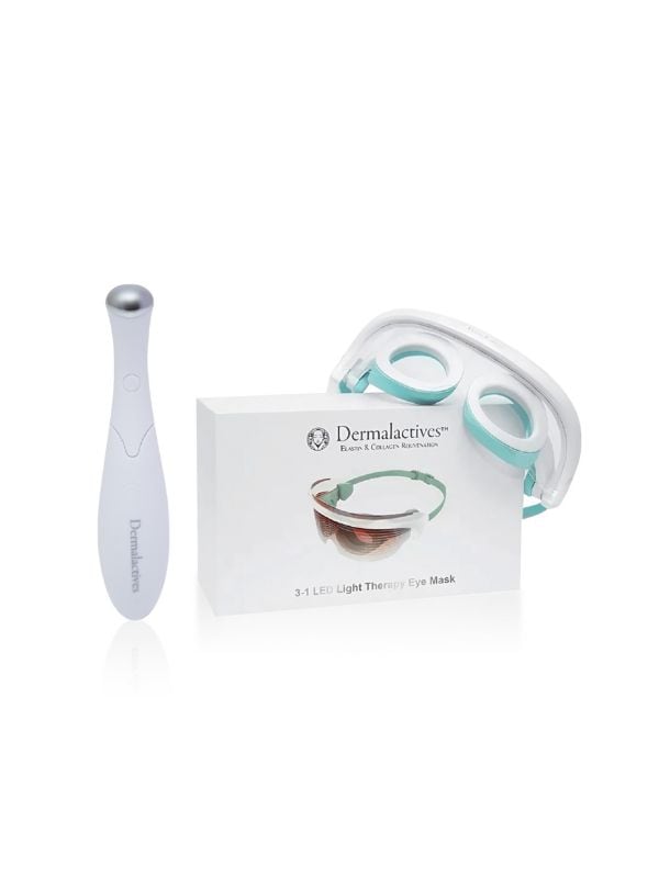 2-Piece 3-In-1 LED Light Therapy Eye Mask & Ion Eye Wand Set Dermalactives