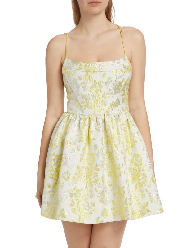 Nat Floral Metallic Jacquard Minidress Alice + Olivia