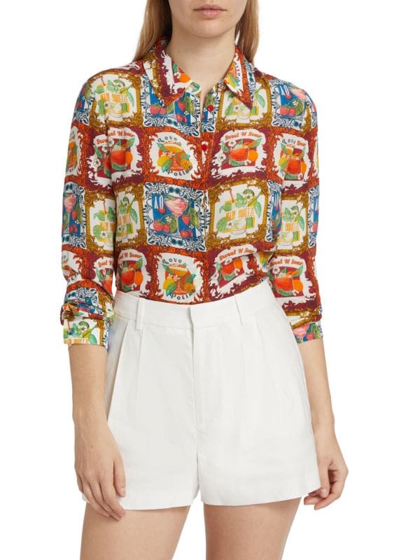 Willa Cocktail Silk Shirt Alice + Olivia