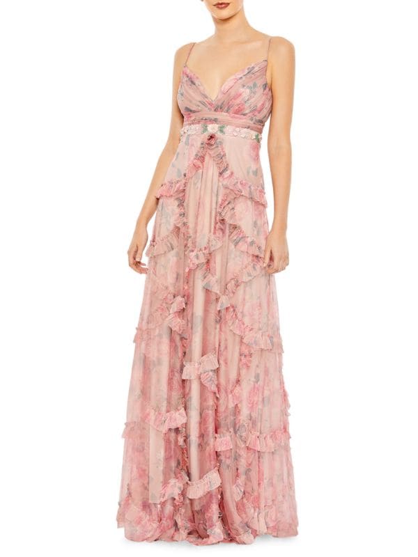 Floral Chiffon Gown Mac Duggal