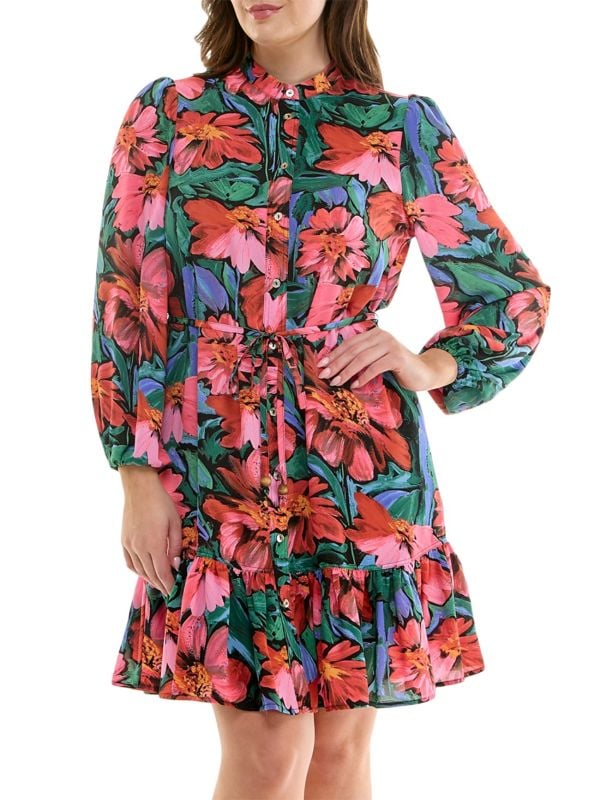 Floral Blouson Minidress Nicole Miller New York