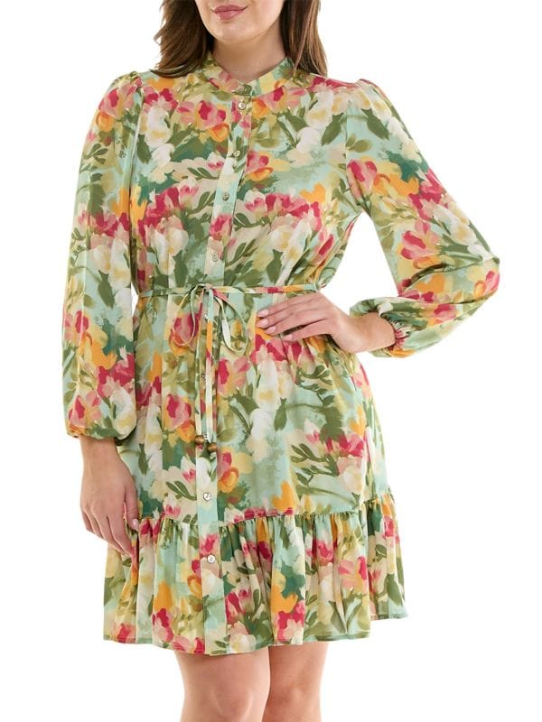 Floral Blouson Minidress Nicole Miller New York