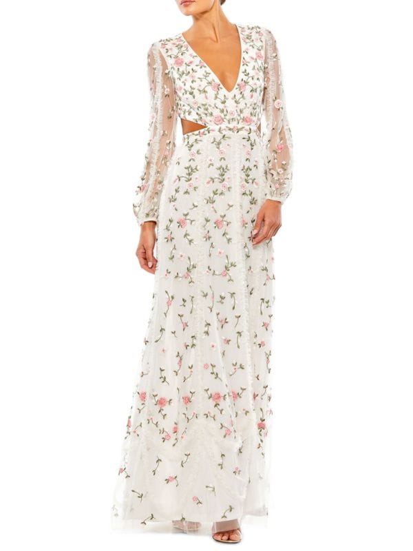 Floral Embroidery Gown Mac Duggal