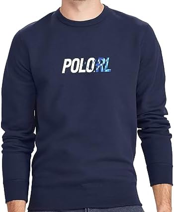 POLO RALPH LAUREN Men's Double Knit Crewneck Sweatshirt Digi Font POLO RL Logo (as1, alpha, x_l, regular, regular, Navy) Polo Ralph Lauren