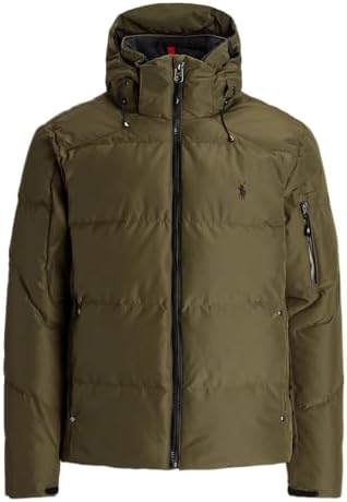 POLO RALPH LAUREN Mens Water-Repellent Down Hooded Jacket (Olive, 2XL) Polo Ralph Lauren