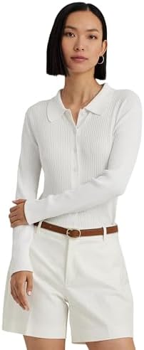 Lauren Ralph Lauren Women's Rib-Knit Long-Sleeve Polo Cardigan LAUREN Ralph Lauren