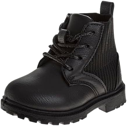 Beverly Hills Polo Club Girls Mid Top Boot - Comfort Construction LaceUp Boot - Black (5-10 Toddler) Beverly Hills Polo Club