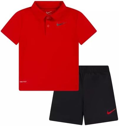 Nike Little Boys Dri-Fit Polo T-Shirt And Shorts 2 Piece Set (R(86L972-R0P)/B, 4 Years) Nike