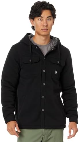 U.S. Polo Assn. Men's USPA Fleece Shirt Jacket Sherpa Hoodie Black XX-Large U.S. Polo Assn.