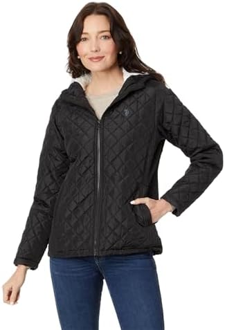 U.S. Polo Assn. Cozy Faux Fur Lined Diamond Quilted Hooded Puffer with Side Panel U.S. Polo Assn.