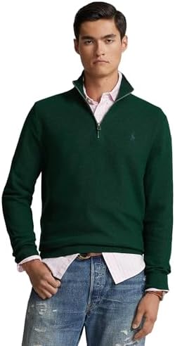 POLO RALPH LAUREN Men's Mesh-Knit Cotton 1/4 Zip Sweater Polo Ralph Lauren