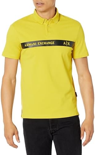 Armani Exchange Men's Regular Fit Cotton Piquet Logo Band Polo A｜X Armani Exchange