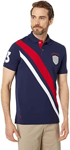 U.S. Polo Assn. Short Sleeve Pieced Sash Pique Polo Classic Navy LG U.S. Polo Assn.