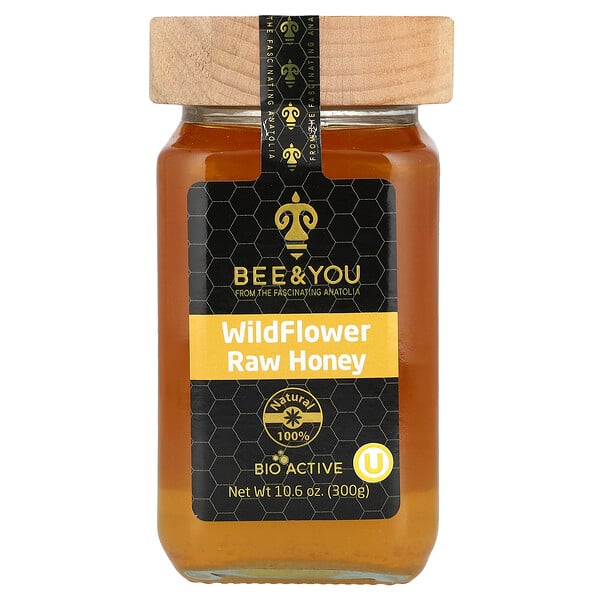 WildFlower Raw Honey, 10.6 oz (300 g) Bee & You