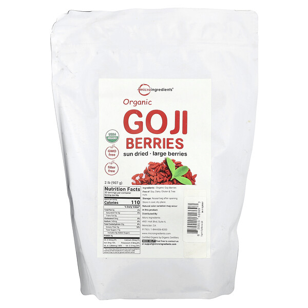 Organic Goji Berries , 2 lb (907 g) Micro Ingredients