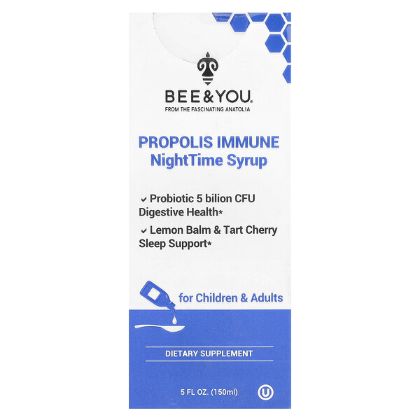 Propolis Immune, NightTime Syrup, For Children & Adults , 5 fl oz (150 ml) Bee & You