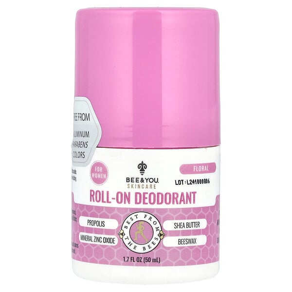 Roll-On Deodorant, For Women, Floral, 1.7 fl oz (50 ml) Bee & You