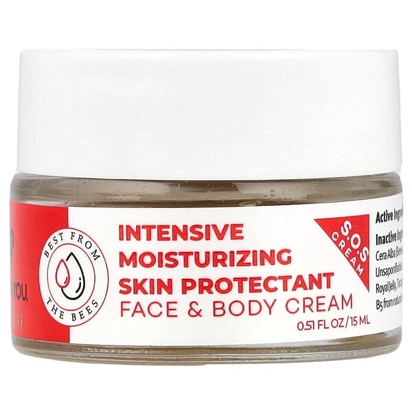 Intensive Moisturizing Skin Protectant Face & Body Cream, 0.51 fl oz (15 ml) Bee & You