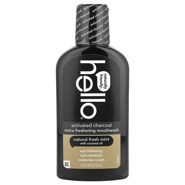 Activated Charcoal, Extra Freshening Mouthwash, Natural Fresh Mint, 16 fl oz (473 ml) Hello