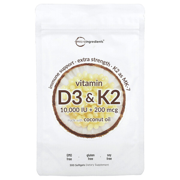 Vitamin D3 & K2, 300 Softgels Micro Ingredients