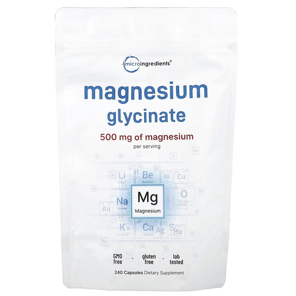 Magnesium Glycinate, 500 mg, 240 Capsules (166 mg per Capsule) Micro Ingredients