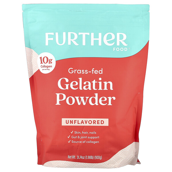 Grass-Fed Gelatin Powder, Unflavored, 31.74 oz (900 g) Further Food