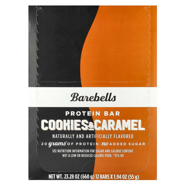 Protein Bar, Cookies & Caramel, 12 Bars, 1.94 oz (55 g) Each Barebells