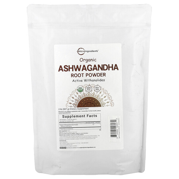 Organic Ashwagandha Root Powder, 2 lb (907 g) Micro Ingredients