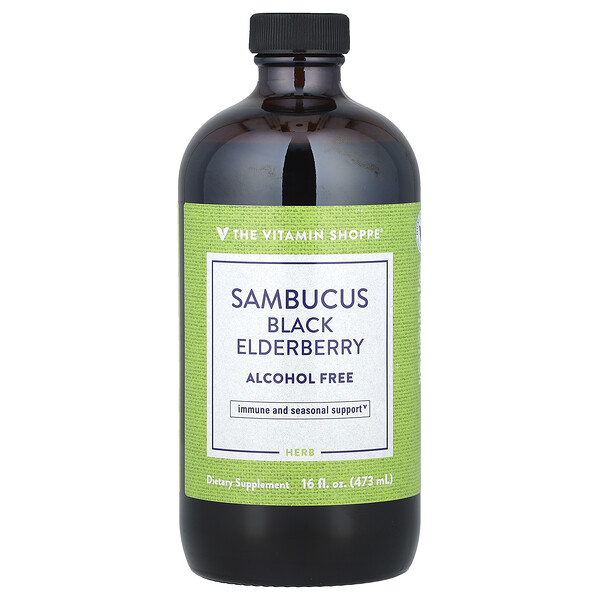 Sambucus Black Elderberry, Alcohol Free, 16 fl oz (473 ml) The Vitamin Shoppe