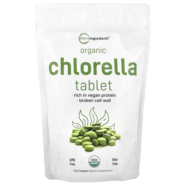 Organic Chlorella Tablet, 3 g, 720 Tablets (0.5 g per Tablet) Micro Ingredients