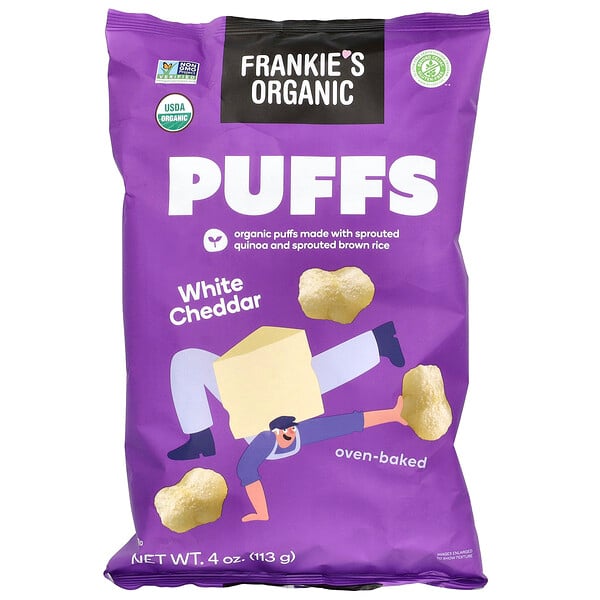 Puffs, White Cheddar, 4 oz (113 g) Frankie's Organic