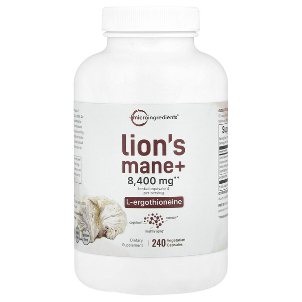 Lion's Mane + L-Ergothioneine, 240 Vegetarian Capsules Micro Ingredients