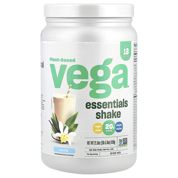 Plant-Based Essentials Shake, Vanilla, 1 lb 5.9 oz (619 g) Vega