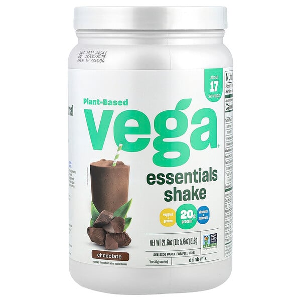 Plant-Based Essentials Shake, Chocolate, 1 lb 5.6 oz (613 g) Vega