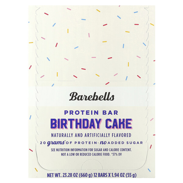 Protein Bar, Birthday Cake, 12 Bars, 1.94 oz (55 g) Each Barebells