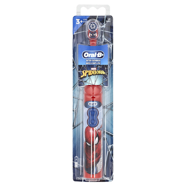 Battery Toothbrush, Soft, 3+ Yrs, Spider-Man, 1 Toothbrush Oral-B