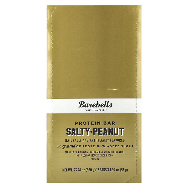 Protein Bar, Salty Peanut , 12 Bars, 1.94 oz (55 g) Each Barebells