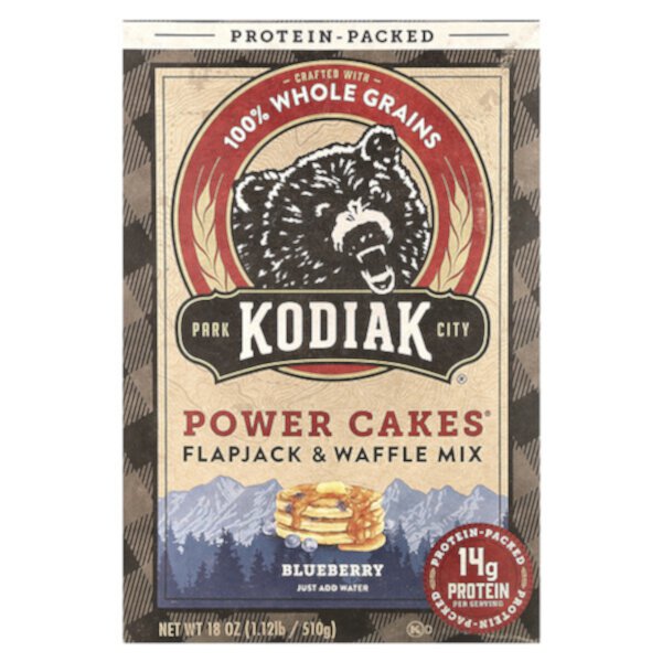 Power Cakes®, Flapjack & Waffle Mix, Blueberry, 18 oz (510 g) Kodiak Cakes