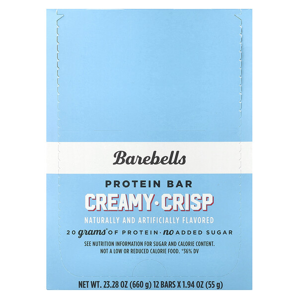 Protein Bar, Creamy Crisp, 12 Bars, 1.94 oz (55 g) Each Barebells